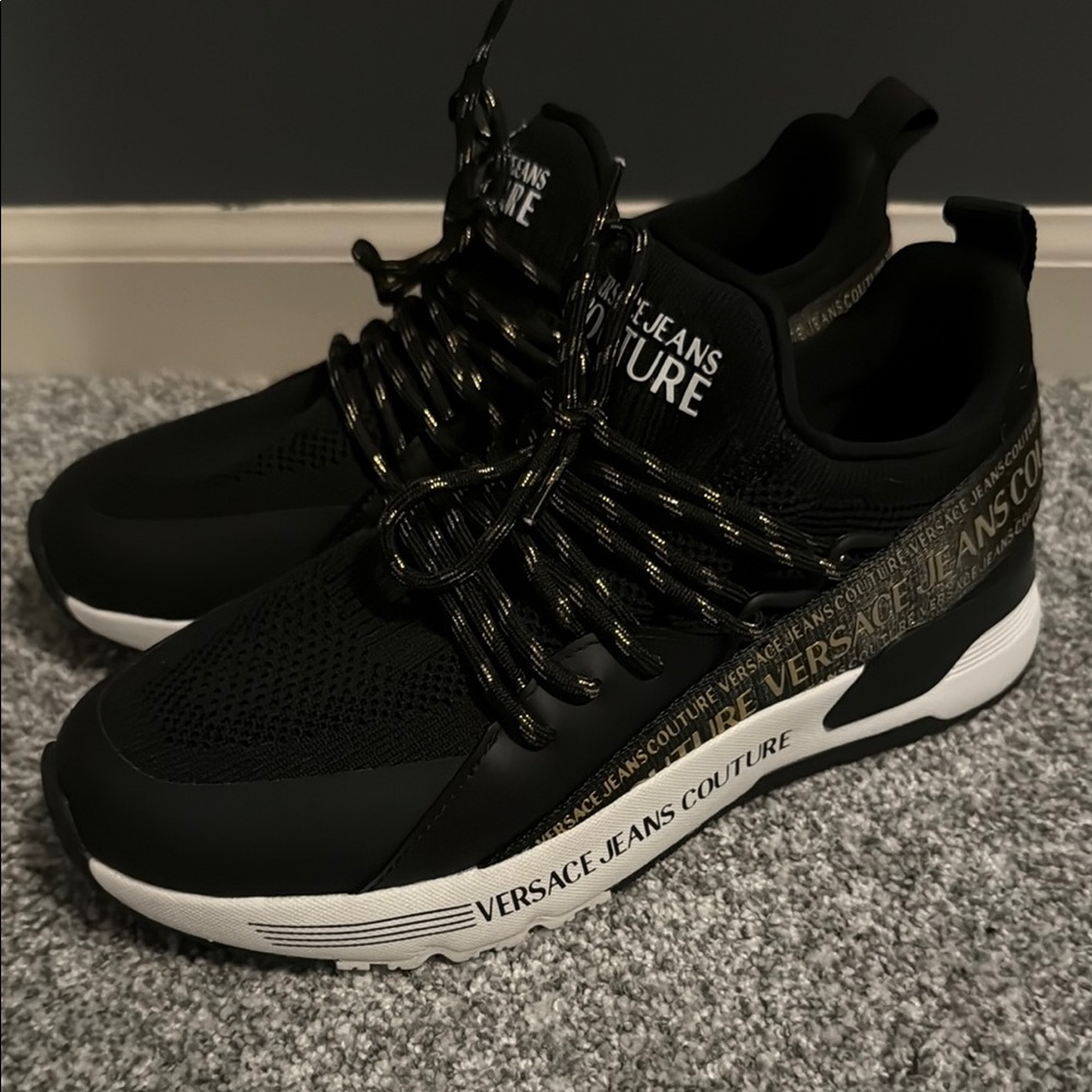 Versace Jeans Collection Black and Gold Athletic Shoes